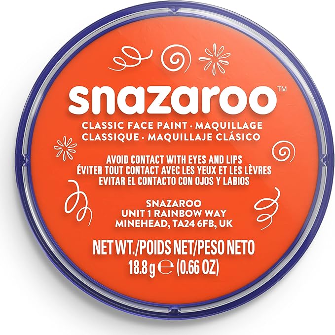 Snazaroo Classic Face and Body Paint, 18.8g (0.66-oz) Pot, Dark orange