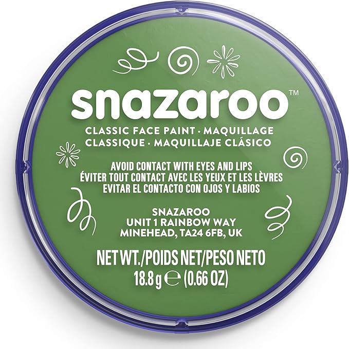Snazaroo Classic Face and Body Paint, 18.8g (0.66-oz) Pot, Grass Green
