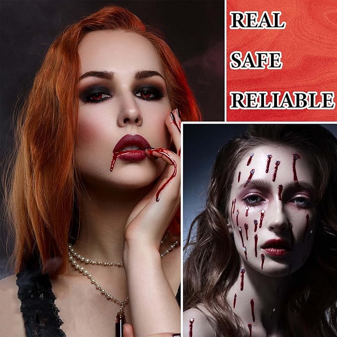2 Pcs Fake Blood Spray,2.46 oz Fake Blood Makeup,Halloween Liquid Fake Blood Washable Splatter Sfx Makeup Kit,Suitable for Clothes Zombie Vampire Halloween Makeup Kit