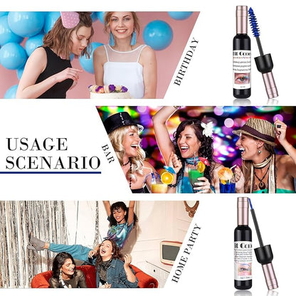 Blue Mascara & Liquid Eyeliner Set, Waterproof Eyeliner Colored Mascara Volume and Length Halloween Eye Liner Lash Makeup Natural Smudge-Proof Colorful Lasting Wine Bottle Pigmented Pencil