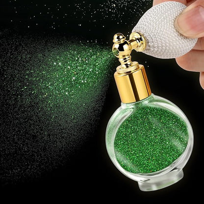 Green Body Glitter Spray - Holographic Shimmer Spray Powder Sparkle for Hair and Body, Face, Clothes, Nail Art Crafts Design, Halloween and Easter Festival Makeup
