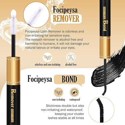 Thick Eyelash Extension Kit Volume Lash Clusters Kit 10-18mm Individual Lashes Clusters 100D DIY Lash Extension Kit 200pcs Clusters Lash with Bond and Remover Lash Applicator by Focipeysa