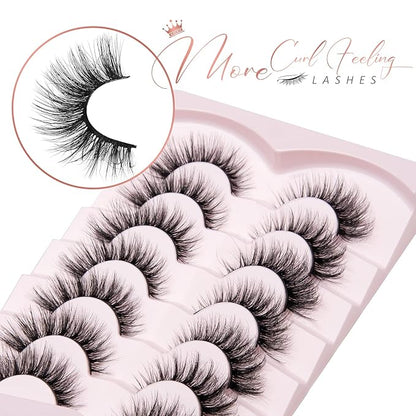 Onlyall Lashes Mink False Eyelashes Natural Wispy Lashes Soft Faux Mink Lashes Fluffy False Lashes 16MM A04