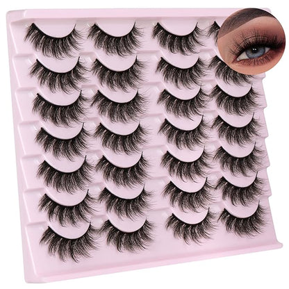 14 Pairs Wispy Mink Lashes False Eye Lashes Natural Look 5D Volume 16mm Fake Eyelashes Pack by TNFVLONEINS