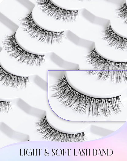 Wispy Eyelashes Natural Look 11mm Thin Band Eyelashes Lightweight False Lashes Natural Eyelashes K72