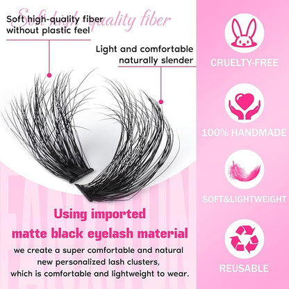 FANXITON Lash Clusters with Lash Bond and Seal Sweatproof, 10-18 mm D Volume Lash Extension Kit 280 pcs Individual Lashes Lash Clusters Kit and Tweezers Thick DIY Eyelash Extension Kit