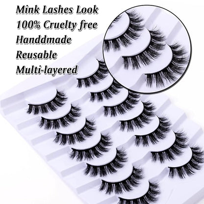 Cat Eye Natural Lashes Wispy False Eyelashes Short Fluffy Fake Lashes - 7 Pairs, ZG81