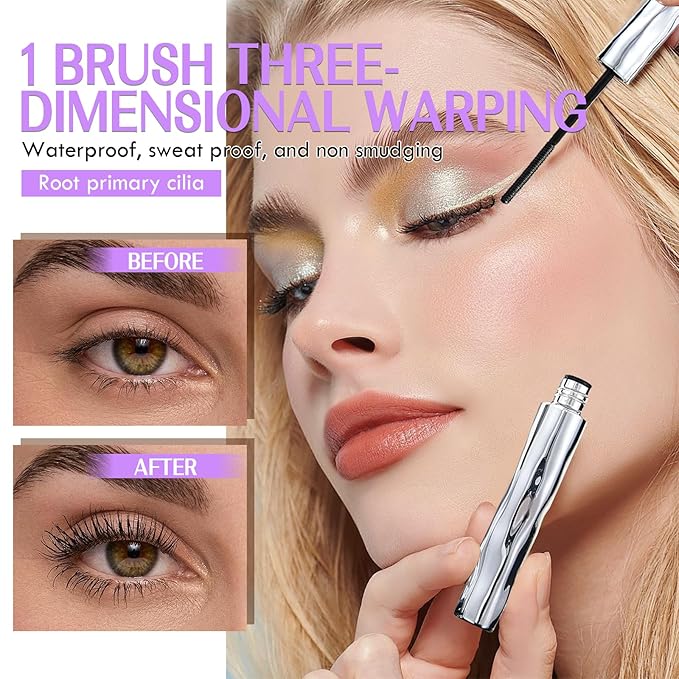 Steel Pipe Eyelash Primer,Tube Eyelash Primer Waterproof Long Curling Mascara Steel Tube Mascara Primer Natural Non-Smudged Threaded Long-Lasting Curling Mascara (1PCS, 1.69Fl Oz)