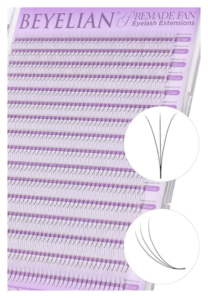 BEYELIAN Premade Lash Fans, 320 Fans Pre Made Fans Volume Lash Extensions 3D 6D 8D 10D 12D 20D 0.07 C/D Curl Save Time Eyelash Extensions for Professional Salon, 8-15mm MIX Easy to Use (3D-0.07-D)