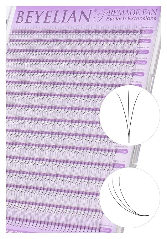 BEYELIAN Premade Lash Fans, 320 Fans Pre Made Fans Volume Lash Extensions 3D 6D 8D 10D 12D 20D 0.07 C/D Curl Save Time Eyelash Extensions for Professional Salon, 8-15mm MIX Easy to Use (3D-0.07-D)