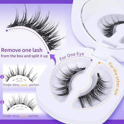 Natural Lashes Magnetic Eyelashes without Eyeliner No Glue Needed Magnet Lash with Applicator Strip Reusable Eyelash Magnetc 1 Pair