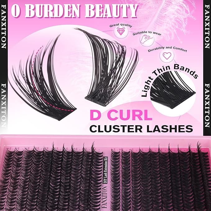 Wispy Lashes Cluster Kit Thick Eye Lash Clusters 40D+50D D 8-16mm Mix Lash Extension Kit Eyelash Clusters Volume Individual Lashes with Lash Bond and Seal and Tweezers