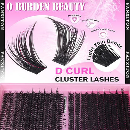 Wispy Lashes Cluster Kit Thick Eye Lash Clusters 40D+50D D 8-16mm Mix Lash Extension Kit Eyelash Clusters Volume Individual Lashes with Lash Bond and Seal and Tweezers