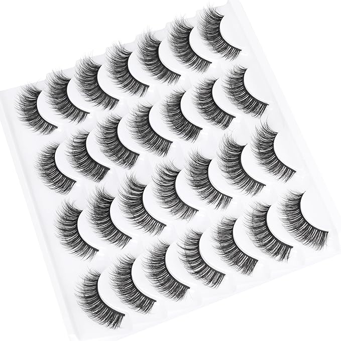 False Eyelashes Wispy Lashes Natural Fake Eyelashes Cat Eye Lashes that Look Like ExtensionsMink Lashes Pack by TNFVLONEINS