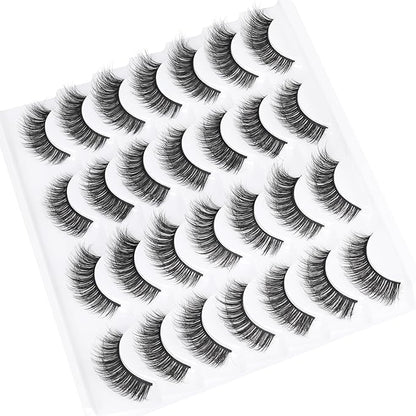 False Eyelashes Wispy Lashes Natural Fake Eyelashes Cat Eye Lashes that Look Like ExtensionsMink Lashes Pack by TNFVLONEINS