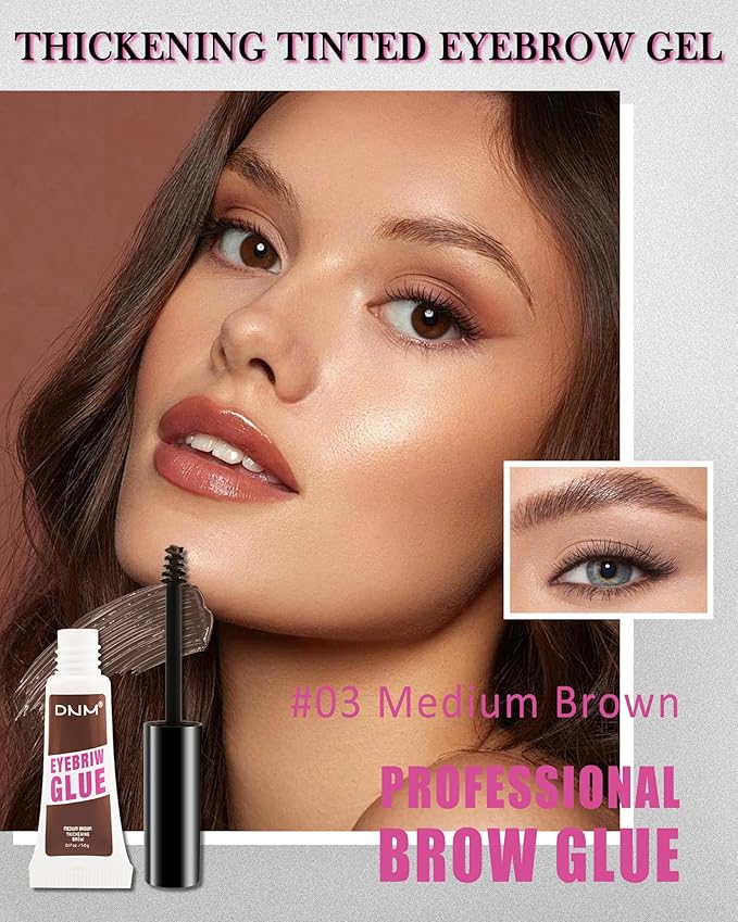 Waterproof Tinted Brow Gel, 2Pcs Thickening Tinted Eyebrow Gel Makeup, Long-Lasting Sweat-proof Eye Brow Mascara Gel Glue, Brow Sculpt and Lift for Natural-Looking, Gel Para Cejas-03 Medium Brown