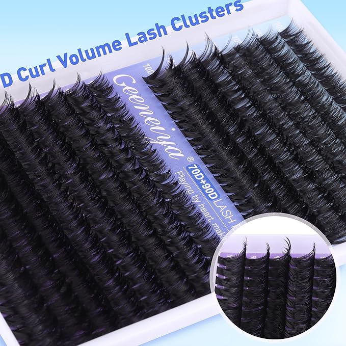 Geeneiya Wispy Lash Clusters Kit 70D+90D Lash Extension Kit 10-18mm Natural Cluster Eyelash Extensions Kit Individual Lashes with Waterproof Lash Bond and Seal Glue, Lash Tweezers (300PCS)