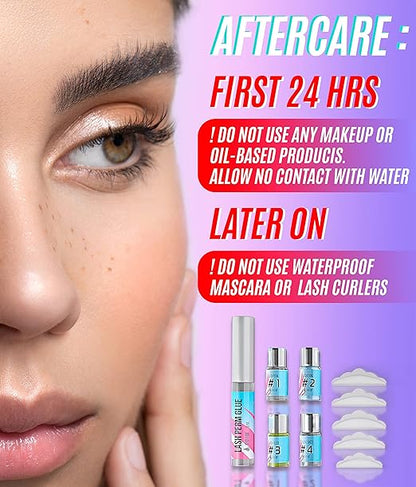 Stacy Lash Lift Kit - Professional Salon Premium Quality Eyelash Perm Curling Lotion & Liquid Full Lifting Set - Eyelash Perming Wave Curling Semi-Permanent