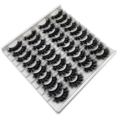 Fluffy Mink Lashes 20 Pairs Dramatic Thick 5D False Eyelashes 20mm Wispy Fake Eyelashes Pack, by Kmilro (LD05)