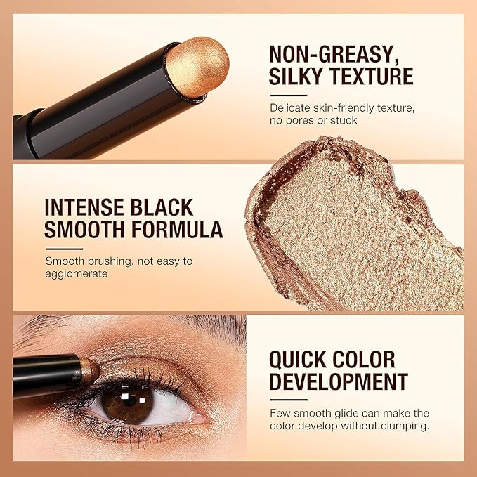 BestLand 8 Pcs Cream Eyeshadow Stick, Highlighter Makeup Stick Set Long-Lasting Waterproof, Crease-proof, Blendable Eye Shadow Applicator Sticks Eyeliner Pen Eye Makeup (Color Set C)