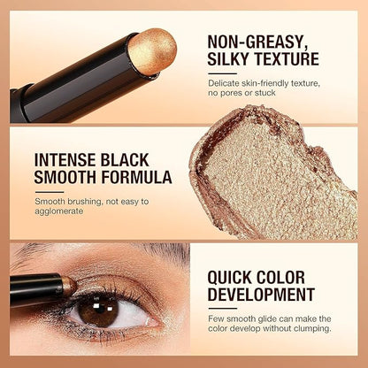 BestLand 8 Pcs Cream Eyeshadow Stick, Highlighter Makeup Stick Set Long-Lasting Waterproof, Crease-proof, Blendable Eye Shadow Applicator Sticks Eyeliner Pen Eye Makeup (Color Set C)