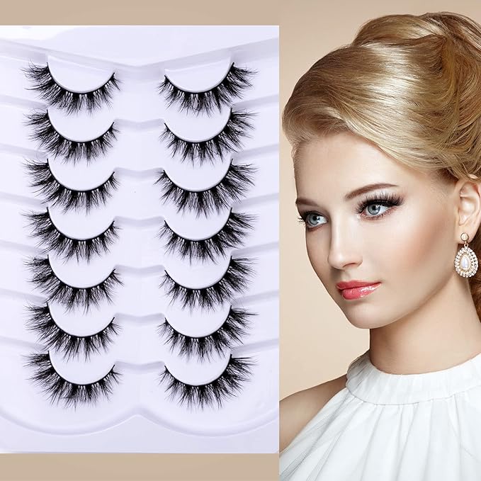 Cat Eye Natural Lashes Wispy False Eyelashes Short Fluffy Fake Lashes- 7 Pairs, ZG86