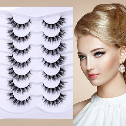 Cat Eye Natural Lashes Wispy False Eyelashes Short Fluffy Fake Lashes- 7 Pairs, ZG86