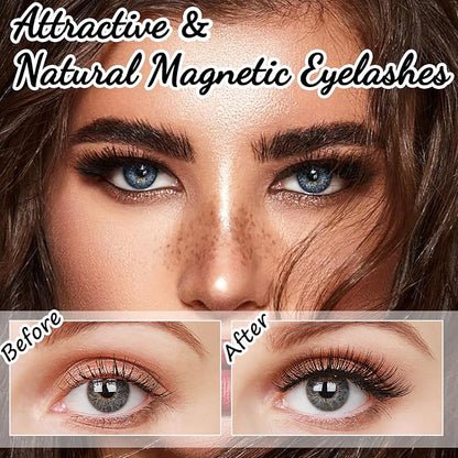[10 Pairs] Magnetic Eyelashes and Eyeliner Kit, Reusable Magnetic Lashes with Eyeliner and Tweezers, 3D Natural Look False Eyelashes (10 PAIRS)