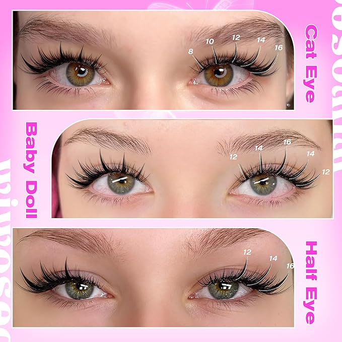 wiwoseo Manga Lash Clusters Manga Eyelash Clusters Anime Cluster Eyelash Extensions Clusters Lashes Natural Look Eyelashes Fairy Lash Clusters Manga Individual Lashes for Beginners (8-16MM)