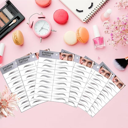 Black Eyebrows Tattoo 6 Sheets, Hair-like Popular Fake Eyebrows Waterproof Long-lasting 3-5 days 4D Realistic Makeup Tattoo, Eyebrow Transfer Sticker for Women Girls