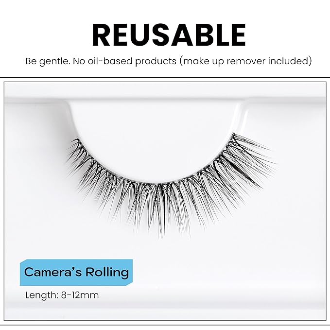 Camera’s Rolling False Eyelashes Natural Look - Natural False Lashes - Soft Thin Clear Band - Natural Lashes