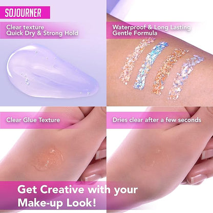 Glitter Body Glue & Face Glue - Face Glitter Makeup Primer for Eye, Face, Skin, Body Adhesive & More | Use with Glitter, Body Jewels, Rhinestones, Makeup and Rave Festival Accessories