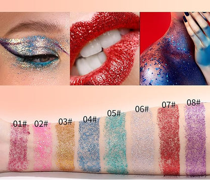 Body Glitter Stick, 4 PCS, Sparkling Holographic Mermaid Paint Sequins Shimmer Eyeshadow, Mermaid Holographic Glitter Gel, Waterproof Chunky Makeup Multiuse Glitter for Face Hair Nails, 034