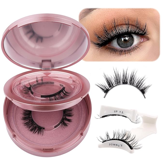 GEMERRY Magnetic Eyelashes 2 Pairs Magnetic Lashes Natural Look Magnetic Eyelashes with Applicator and Mirror No Glue&No Eyeliner Needed False Eyelashes Magnetic Lashes Kit Easy to Use