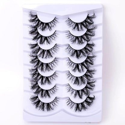 False Eyelashes Fluffy Wispy Fake Eyelashes Strip 3D Faux Mink Lashes Pack - 7 Pairs, Z22