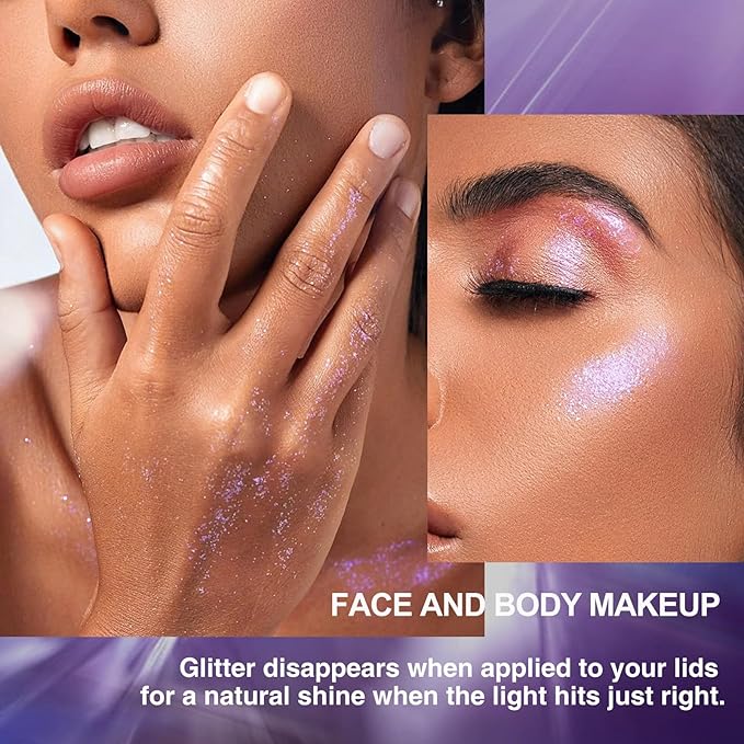 Erinde Holographic Body Glitter Gel - Color Changing Glitter for Face, Body and Hair, Cosmetic-Grade Sequins, Easy to Use, Perfect for Festival Party Rave, Vegan & Cruelty Free (02 Sparkling Pink)
