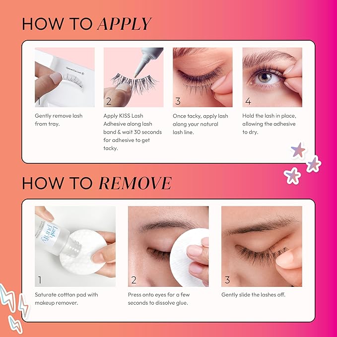 KISS Filter Lashes, AI-Inspired Cat Eye False Eyelashes, Medium Length (10-12mm), Wispy 3D Volume, Natural Look, 1 Pair with Lash Glue, The Glow Up Filter