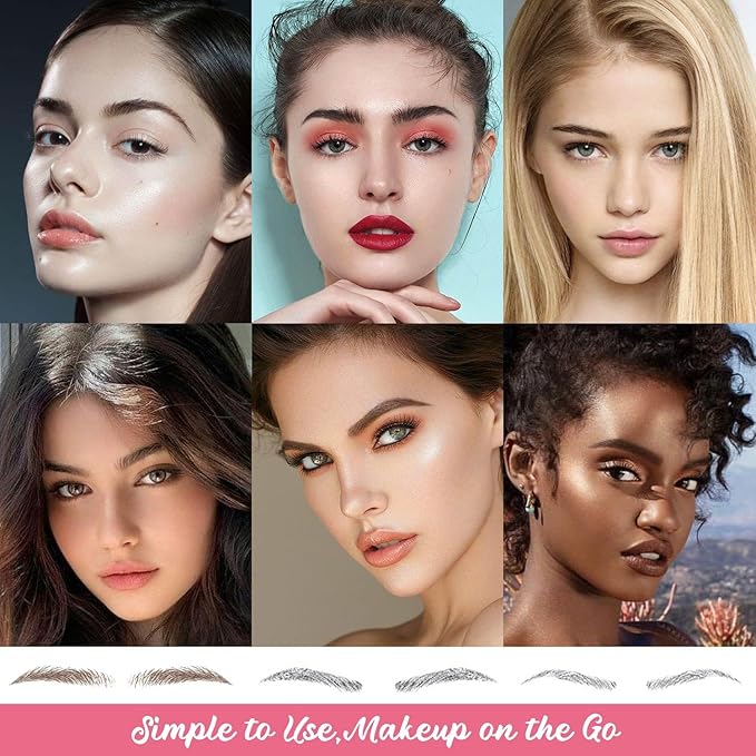 12 Sheets Eyebrows Tattoo Waterproof, 120 Pairs Eyebrow Tattoo Stickers Temporary Eyebrow Tattoos for Women & Girl, Fake Eyebrows Peel Off False 4D Hair-like Instant Transfer Brows