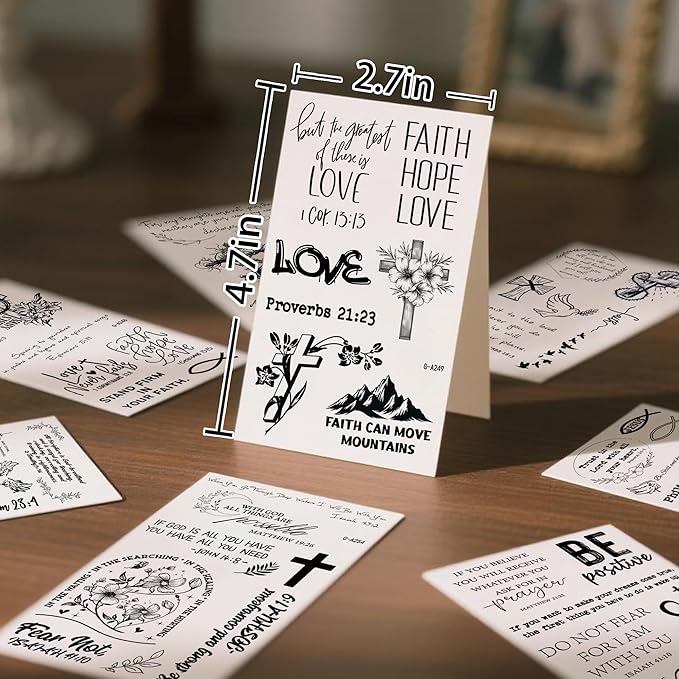 72PCS Christian Temporary Tattoos For Adults Inspirational Bible Verse Quotes Suitable Tattoos Stickers For Believers As Well As Women And Men
