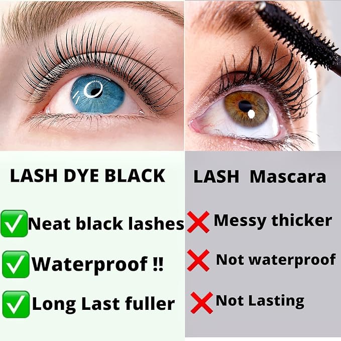 Eyelash D-y-e Kit Black at Home, Eyebrow Lash T-in-t Lasting Black Color 8 Weeks Professional Training Lash Coloring Kit Treatment Only Takes 30 Minutes(Black d-y-e kit-15ml)