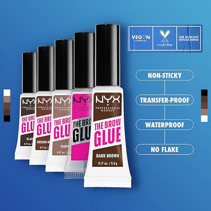 NYX Brow Glue Extreme Hold Clear Brow Gel & wet n wild Dual Pencil Sharpener for Eyeliner Pencils