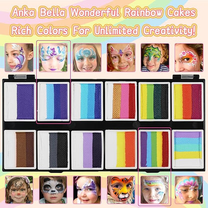 Anka Bella Professional Split Cake Face Paint(120gm),Water Based Face Painting Kit for Kids & Adults,Hypoallergenic & Non-Toxic,Gift for Birthday Parties/Halloween/Carnival
