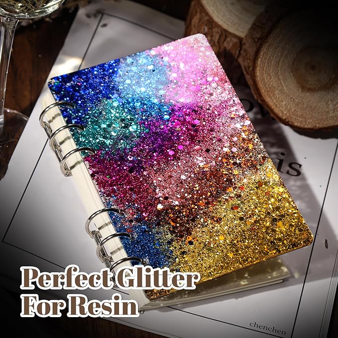 LEOBRO Chunky Glitter, 24 Colors Glitter for Crafts, Resin, Nail Body Face Hair Makeup, DIY Party Decorations, Solid Color