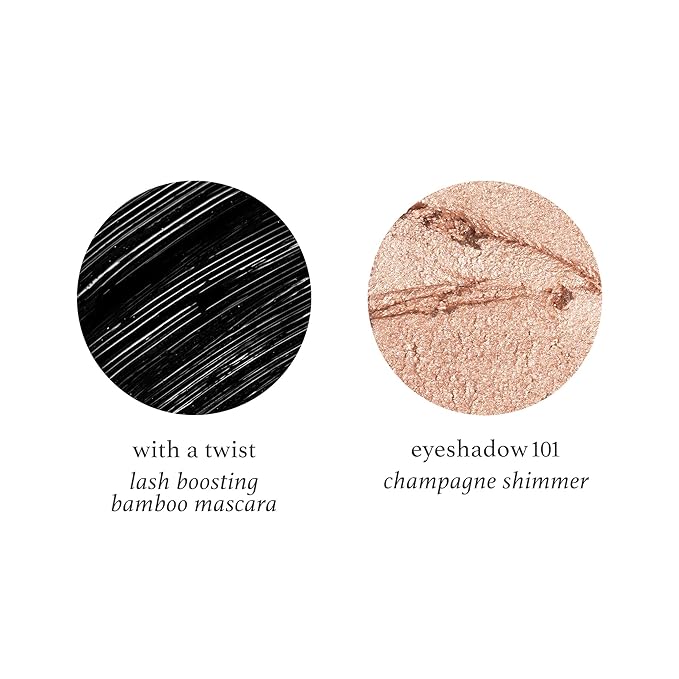 Julep Eyeshadow 101 Crème to Powder Waterproof Eyeshadow Stick, Champagne Shimmer & With a Twist Lash Boosting Volumizing and Lengthening Mascara with Bamboo