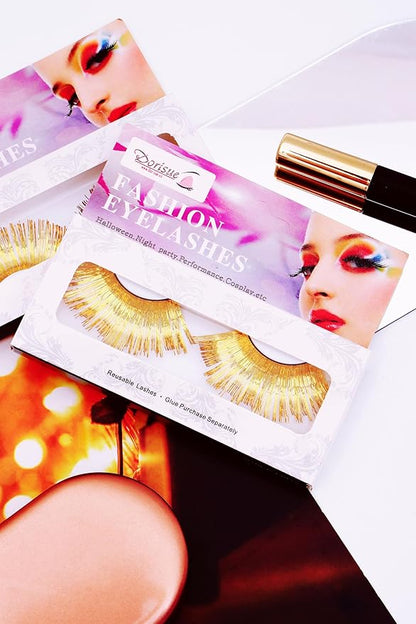 Halloween lashes Gold eyelashes glitter eyelashes golden cosplay eyelashes yellow False Eyelashes Extension for Women Girls P14