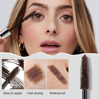 Waterproof Mascara, Black Volume and Length Lashes, Long Lasting No-Smudging Curl Mascara, Thick Mascara with Eye Makeup Aid Tool, False Lash Effect