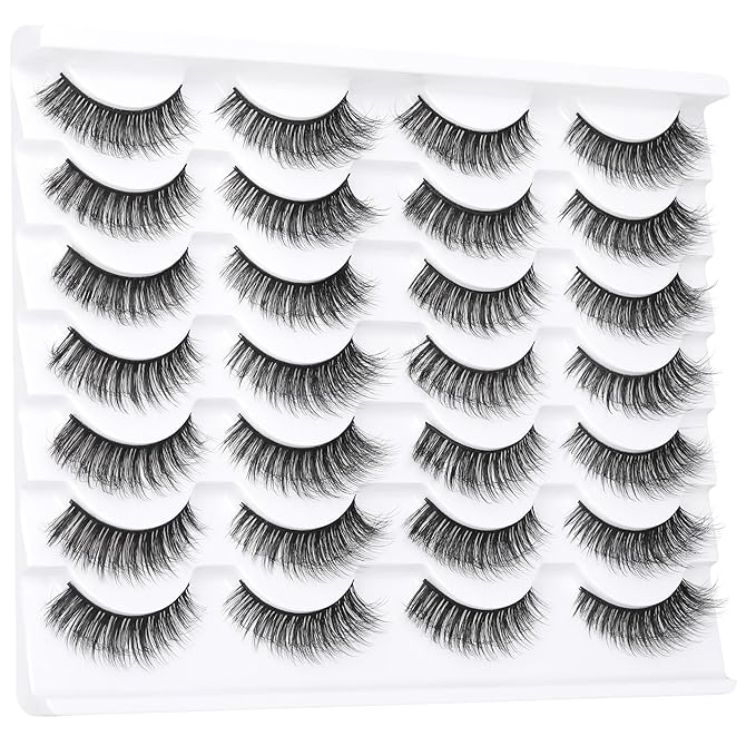 False Eyelashes Wispy Lashes Natural Fake Eyelashes Cat Eye Lashes that Look Like ExtensionsMink Lashes Pack by TNFVLONEINS