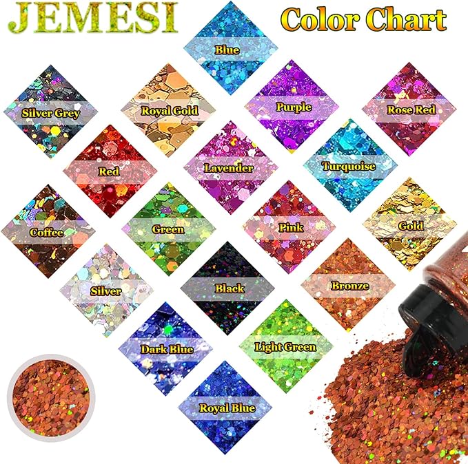 Holographic Chunky Glitter, 100g Pink Cosmetic Craft Glitter for Epoxy Resin, Nail Sequins Iridescent Flakes, Body, Face, Hair, Nail, Glitter Slime Making