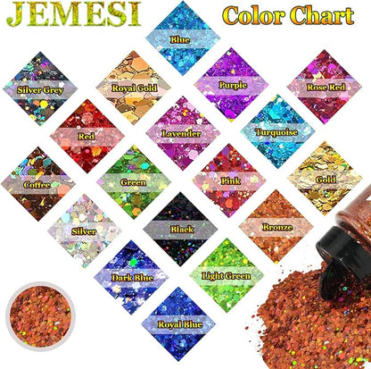 Holographic Chunky Glitter, 100g Lavender Cosmetic Craft Glitter for Epoxy Resin, Nail Sequins Iridescent Flakes, Body, Face, Hair, Nail, Glitter Slime Making