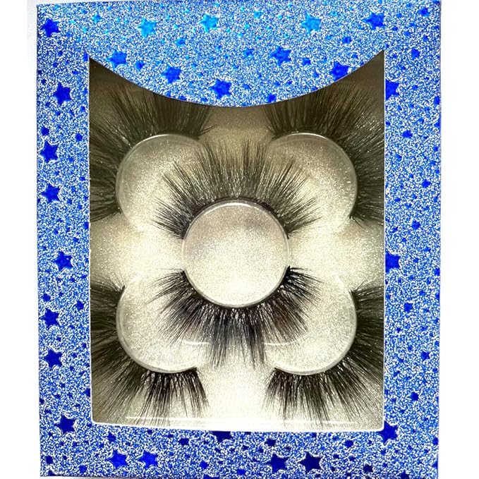 Sunniess False Eyelashes 8D Faux Mink Lashes 100% Handmade Reusable Natural Look Fake Eye lashes Cat-Eye Fluffy Wispy Lashes Dramatic Long Thick Volume Soft Lashes Packs